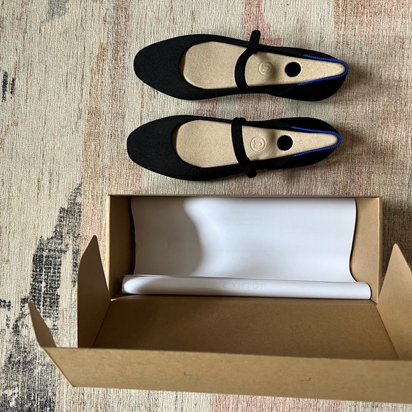 Rothy's Black Flats with Blue Accent - Picture 4 of 6